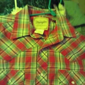 Wrangler Red Plaid Button-Up Shirt